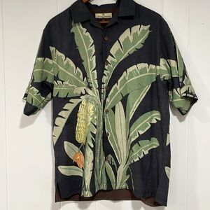 TOMMY BAHAMA tropical banana Print Men's shirt 100% silk Sz S